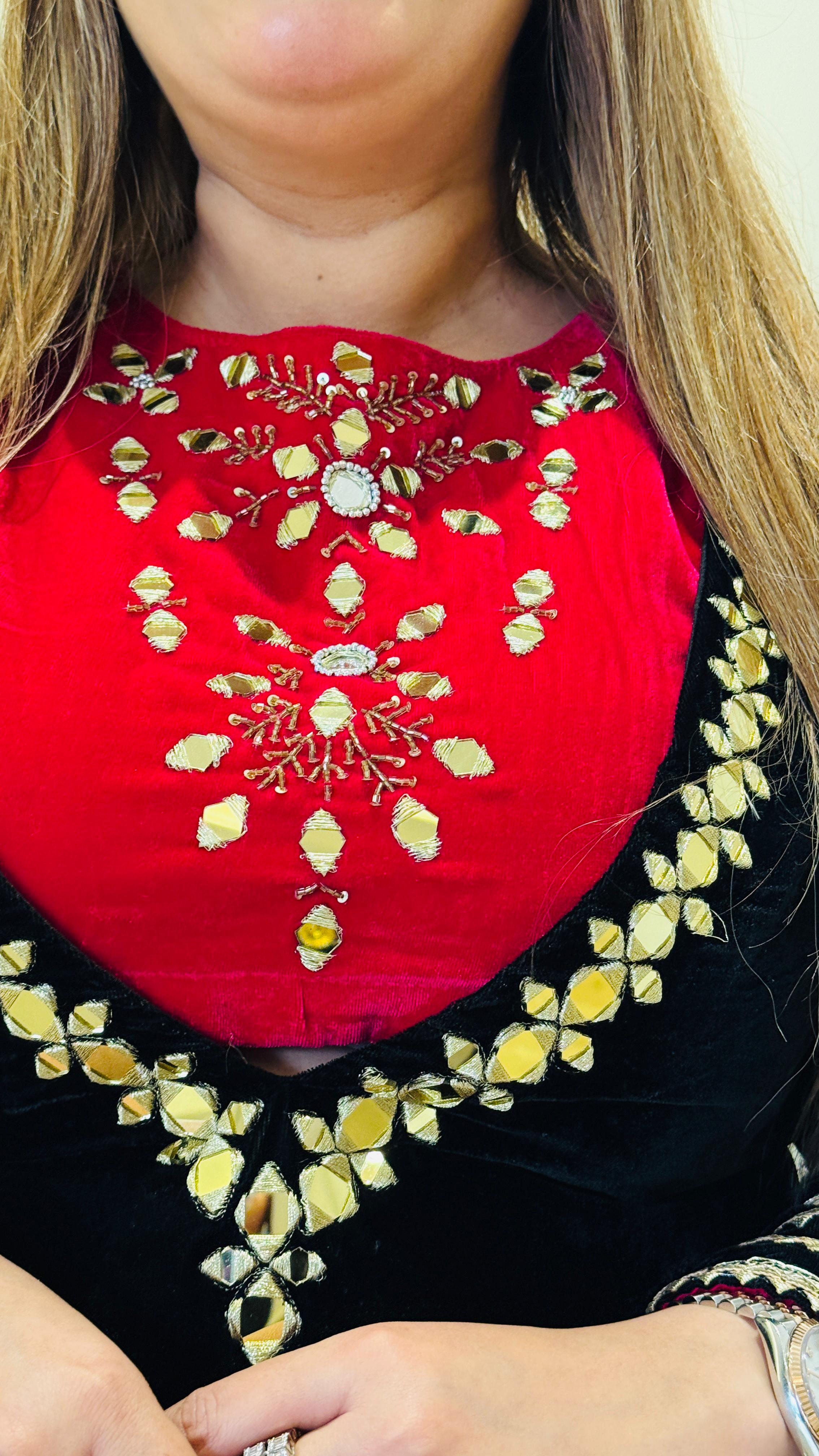 Velvet Indo-Western 3-Piece Set with Handworked Blouse & Potli Bottom – Exclusive by Selfie Kurtiz